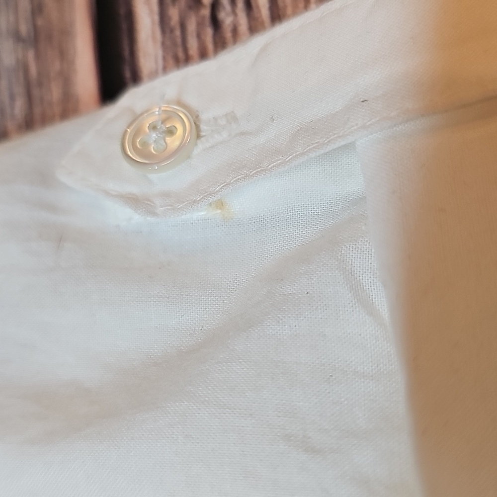 NWT JAMES PERSE WHITE CONTRAST PANEL 3/4 ROLL-UP TAB SLEEVE BUTTON-UP SHIRT FLAW - Picture 9 of 15